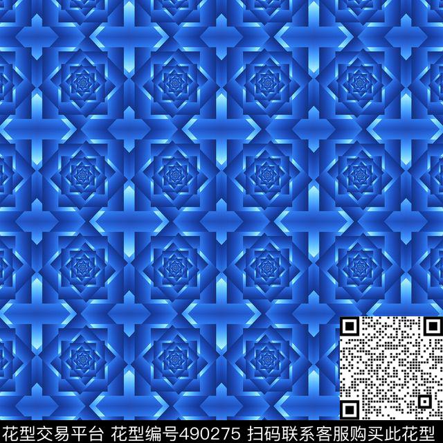 对称方形渐变数码印花华亿平台下载（图片编号: 490275） - 瓦栏（Walan）