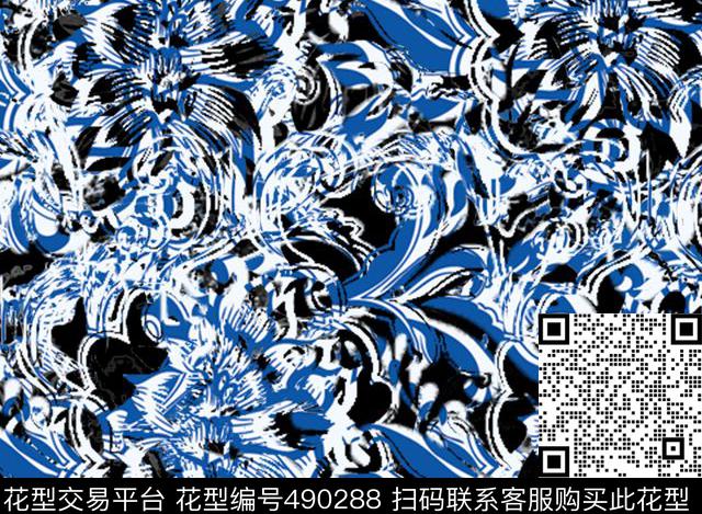 复古黑白混色数码印花华亿平台下载（图片编号: 490288） - 瓦栏（Walan）