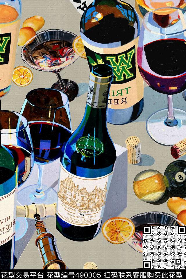 3D立体啤酒瓶扑克牌数码印花华亿平台下载（图片编号: 490305） - 瓦栏（Walan）