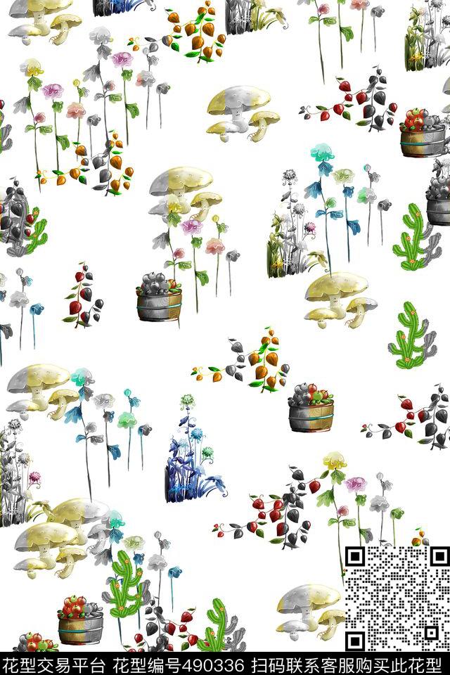 L.D~手绘清新L.D~花卉数码印花华亿平台下载（图片编号: 490336） - 瓦栏（Walan）