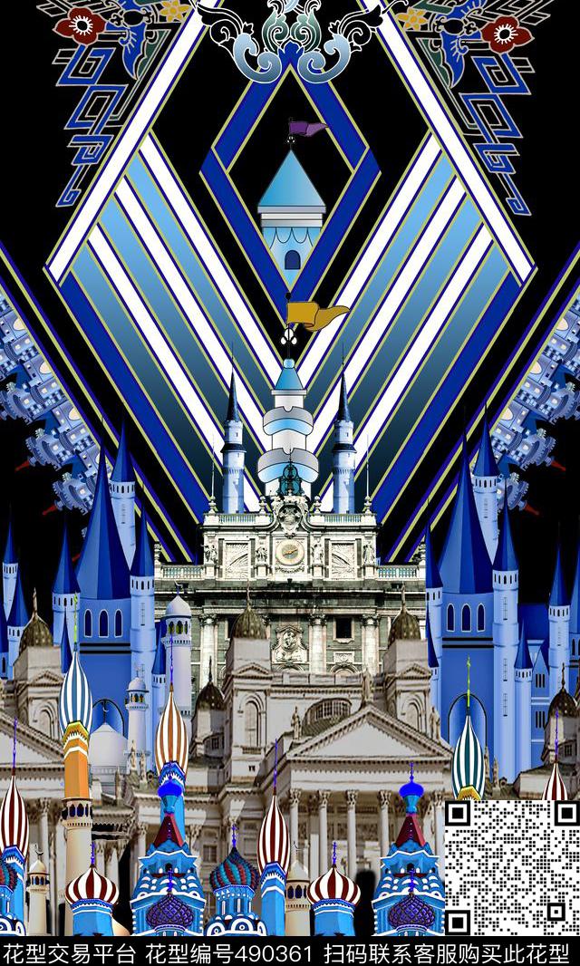 城堡建筑房子数码印花华亿平台下载（图片编号: 490361） - 瓦栏（Walan）