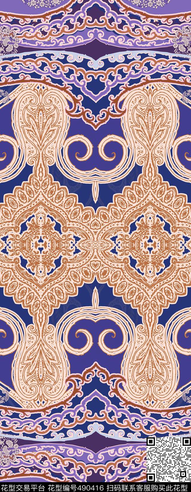中国风佩斯利民族传统印花华亿平台下载（图片编号: 490416） - 瓦栏（Walan）
