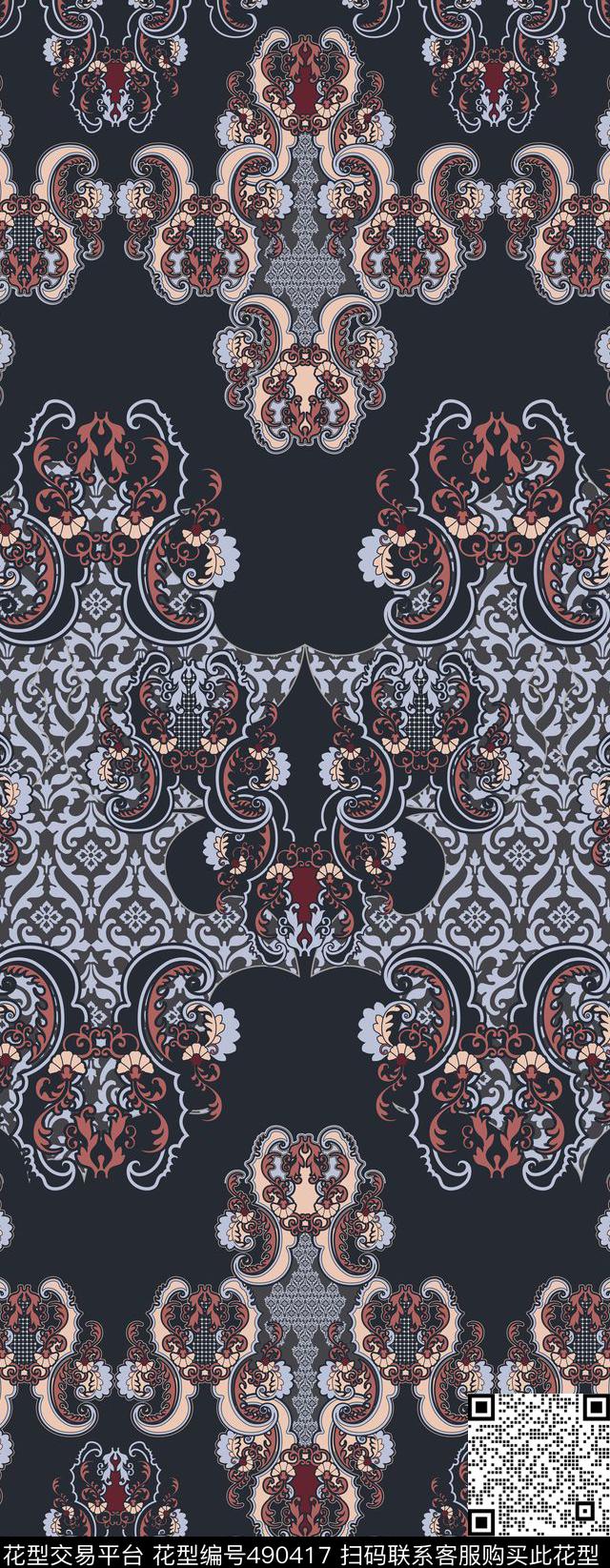 中国风佩斯利民族传统印花华亿平台下载（图片编号: 490417） - 瓦栏（Walan）