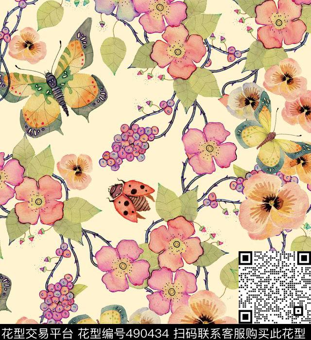 波西米亚女装水彩花卉数码印花华亿平台下载（图片编号: 490434） - 瓦栏（Walan）