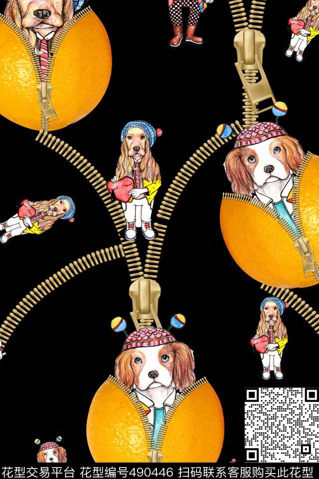 潮流大牌趣味茶杯犬拉链水果数码印花华亿平台下载（图片编号: 490446） - 瓦栏（Walan）