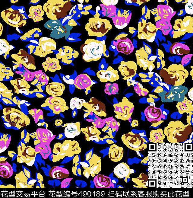 玫瑰花底纹花纹几何花传统印花华亿平台下载（图片编号: 490489） - 瓦栏（Walan）