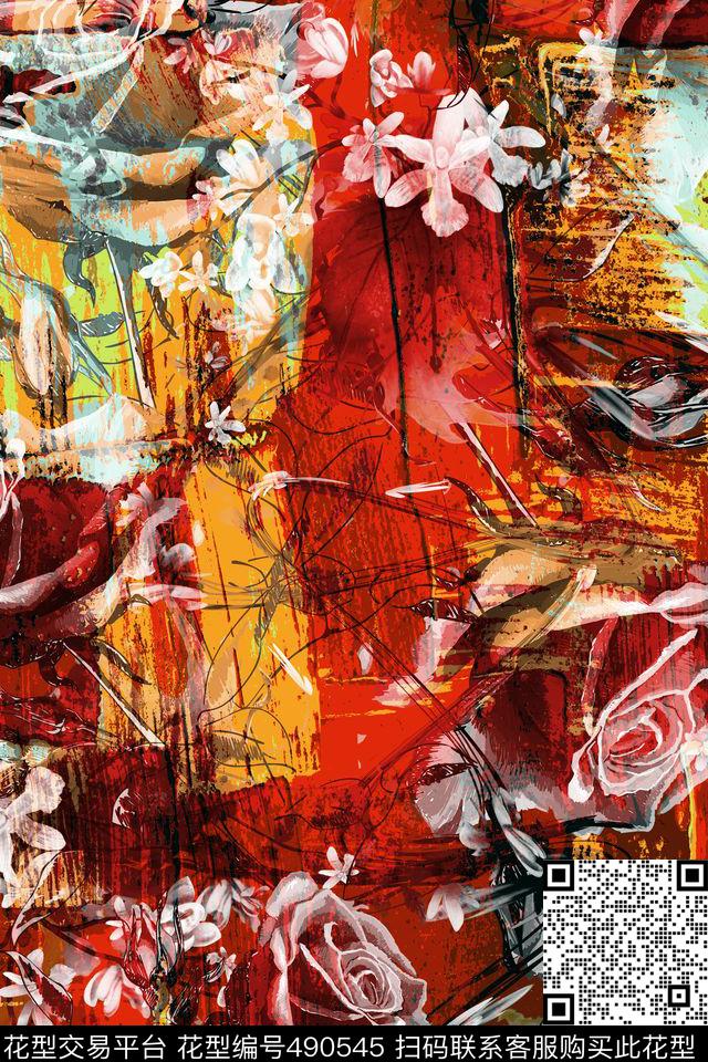 大牌花卉喷墨数码印花华亿平台下载（图片编号: 490545） - 瓦栏（Walan）