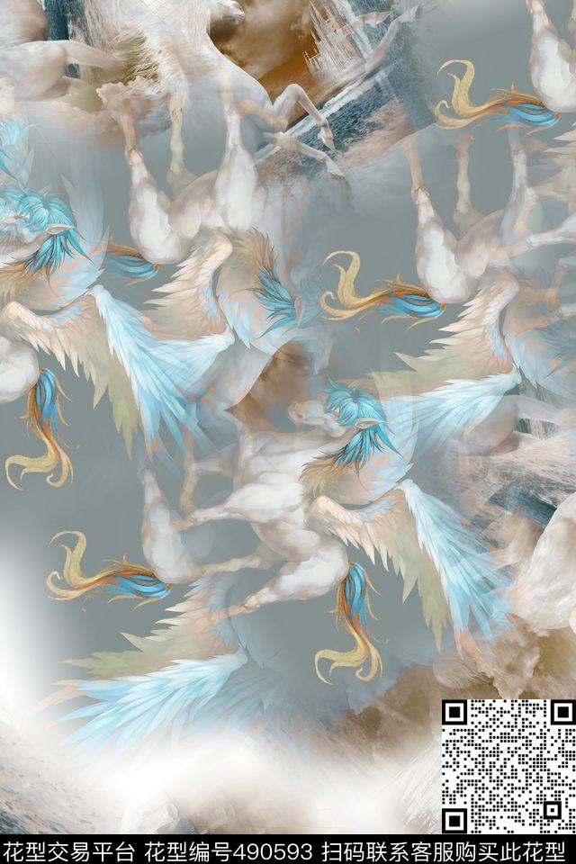 时尚大牌混搭数码印花华亿平台下载（图片编号: 490593） - 瓦栏（Walan）