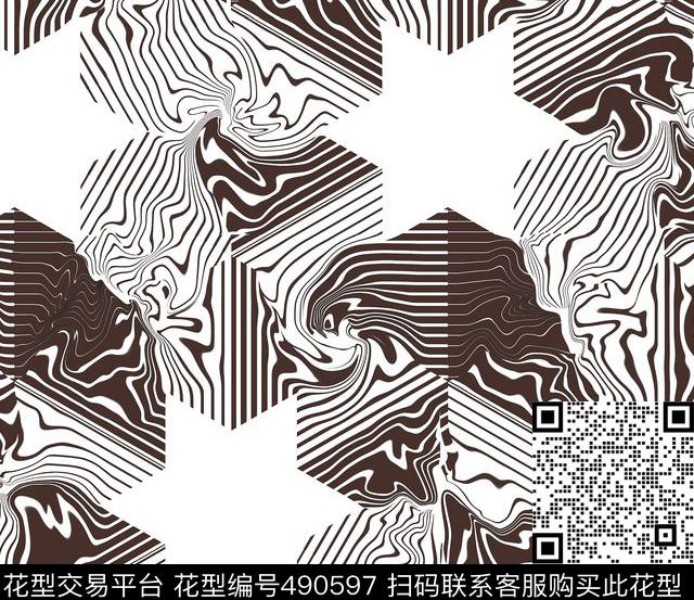 潮流服装几何黑白传统印花华亿平台下载（图片编号: 490597） - 瓦栏（Walan）