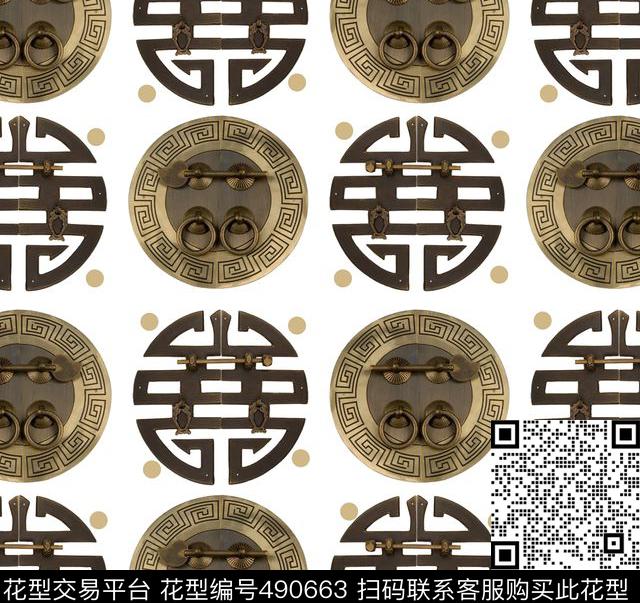 东方复古门铃数码印花华亿平台下载（图片编号: 490663） - 瓦栏（Walan）