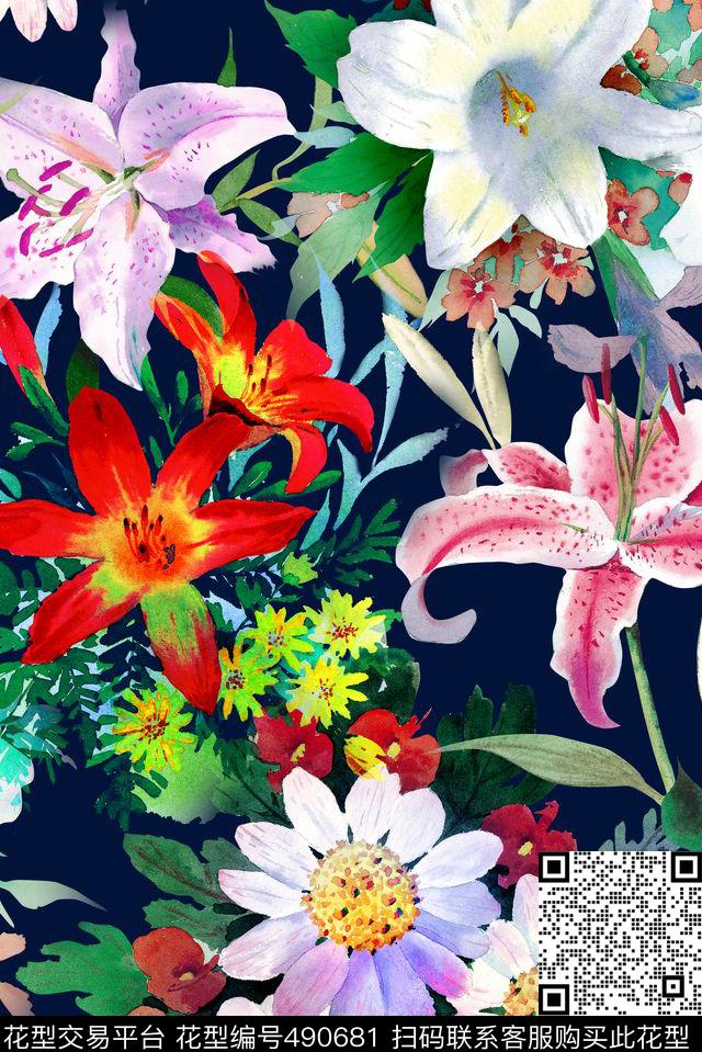 花卉数码印花华亿平台下载（图片编号: 490681） - 瓦栏（Walan）