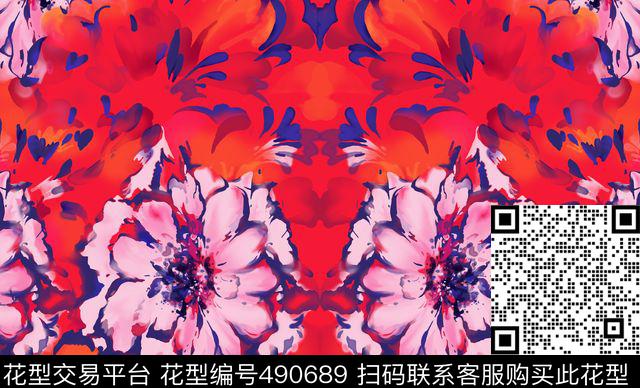水彩花卉花卉面料数码印花华亿平台下载（图片编号: 490689） - 瓦栏（Walan）