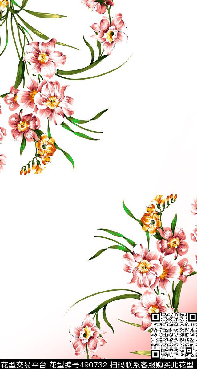 数码定位花卉水仙花花卉数码印花华亿平台下载（图片编号: 490732） - 瓦栏（Walan）
