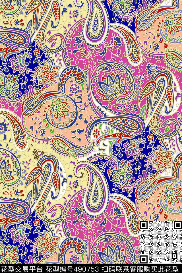 波西米亚风火腿纹女装传统印花华亿平台下载（图片编号: 490753） - 瓦栏（Walan）