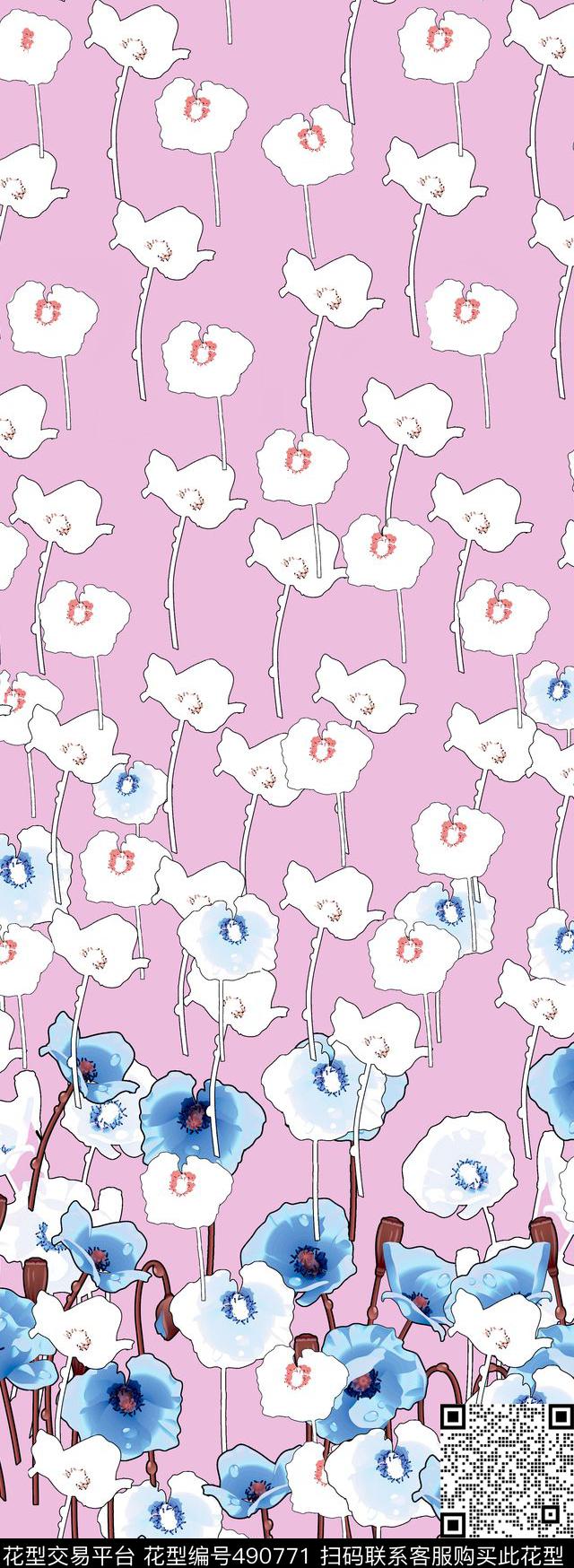 原创浪漫花卉数码印花华亿平台下载（图片编号: 490771） - 瓦栏（Walan）