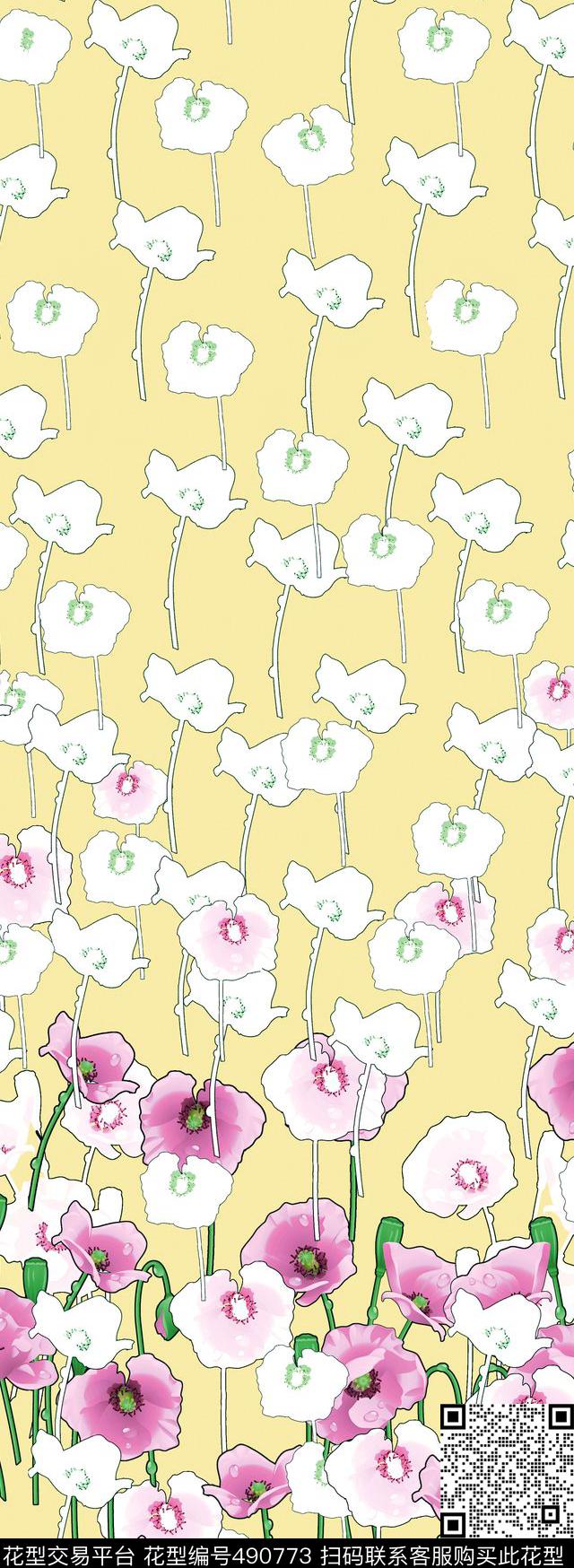 原创浪漫花卉数码印花华亿平台下载（图片编号: 490773） - 瓦栏（Walan）