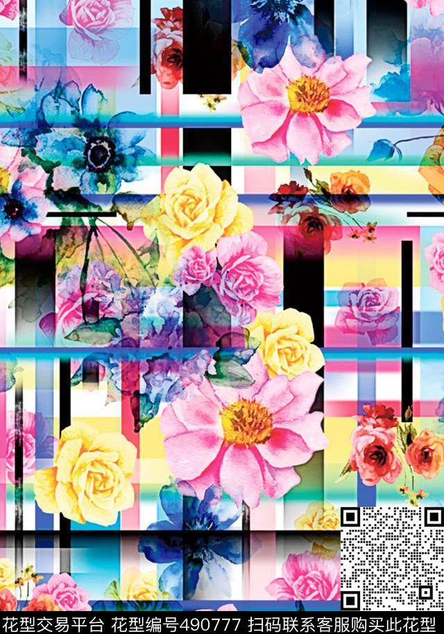 原创优雅花卉数码印花华亿平台下载（图片编号: 490777） - 瓦栏（Walan）