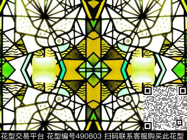 几何建筑色块数码印花华亿平台下载（图片编号: 490803） - 瓦栏（Walan）
