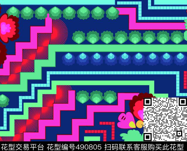 传统花卉民族休闲数码印花华亿平台下载（图片编号: 490805） - 瓦栏（Walan）