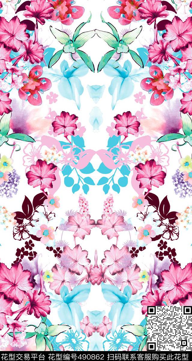 花卉女装数码印花数码印花华亿平台下载（图片编号: 490862） - 瓦栏（Walan）