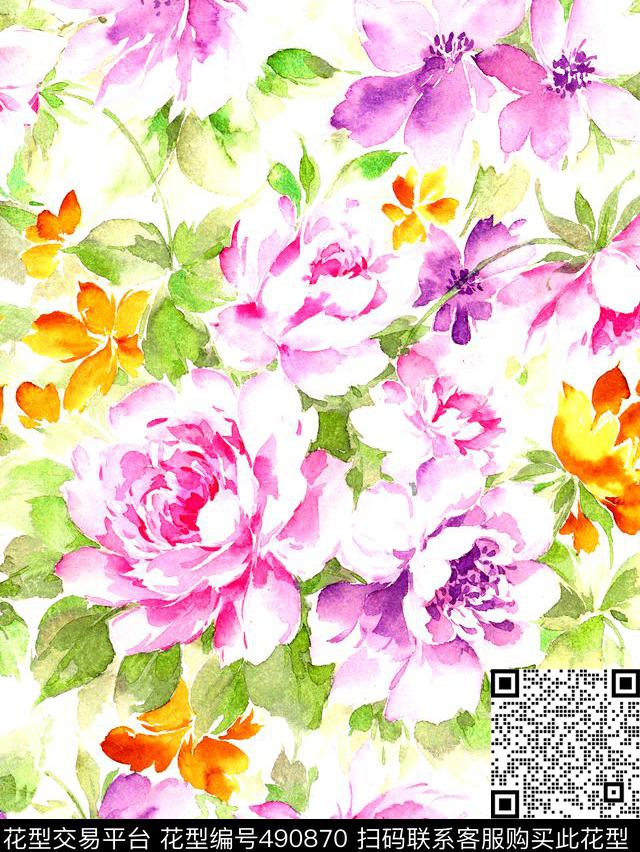 植物花卉牡丹花开芳香四溢数码印花华亿平台下载（图片编号: 490870） - 瓦栏（Walan）