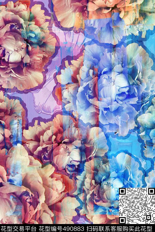 大牌花卉肌理数码印花华亿平台下载（图片编号: 490883） - 瓦栏（Walan）