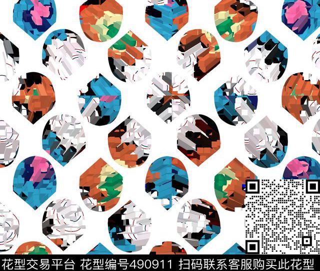 不规则原点服装假发几何数码印花华亿平台下载（图片编号: 490911） - 瓦栏（Walan）