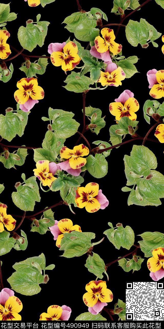 时尚葡萄藤清爽数码印花华亿平台下载（图片编号: 490949） - 瓦栏（Walan）