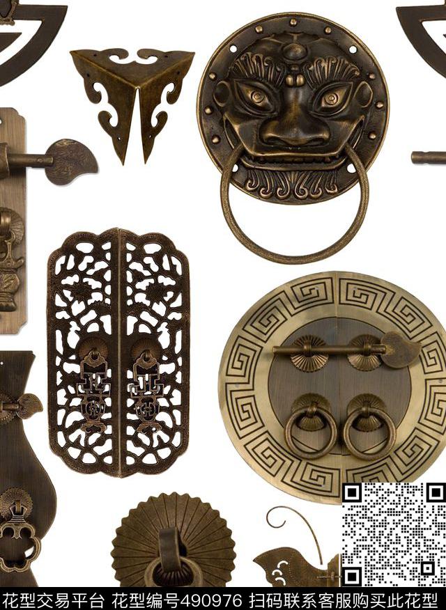 复古门铃时尚数码印花华亿平台下载（图片编号: 490976） - 瓦栏（Walan）