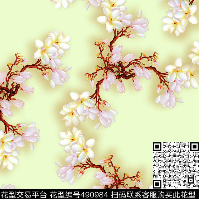 花朵大气米色数码印花华亿平台下载（图片编号: 490984） - 瓦栏（Walan）