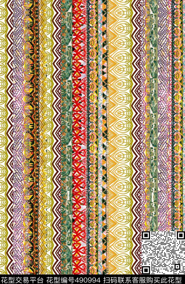 民族几何清新数码印花华亿平台下载（图片编号: 490994） - 瓦栏（Walan）