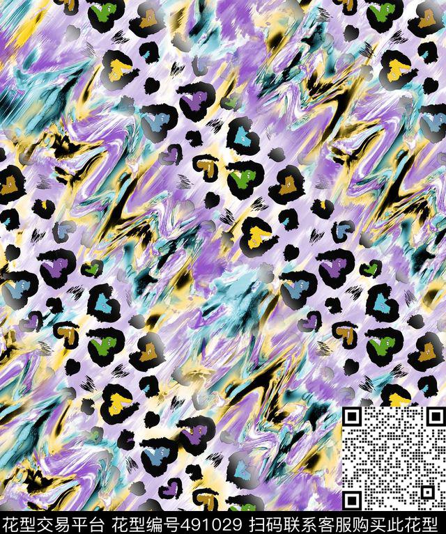 时尚前卫豹纹抽象数码印花华亿平台下载（图片编号: 491029） - 瓦栏（Walan）