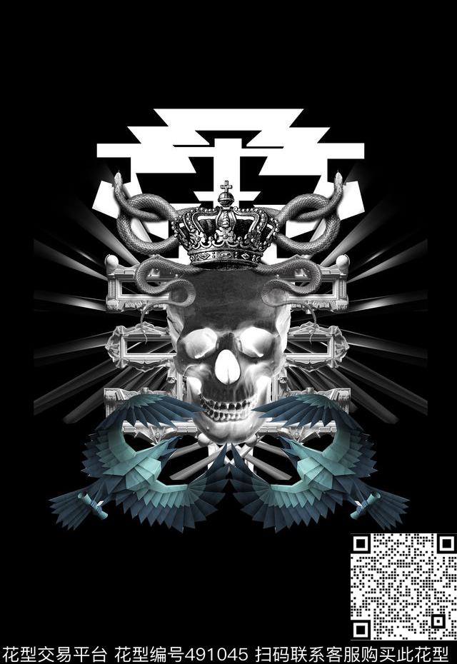 T恤卫衣夹克潮流时尚定位骷髅头数码印花华亿平台下载（图片编号: 491045） - 瓦栏（Walan）