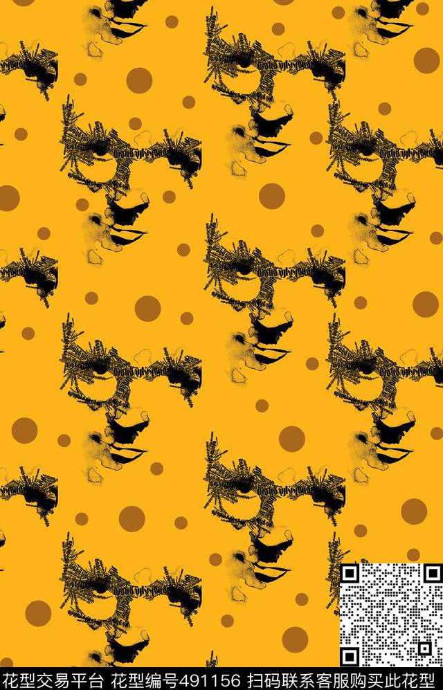 艺术英文人脸数码印花华亿平台下载（图片编号: 491156） - 瓦栏（Walan）