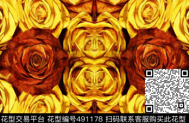 复古玫瑰花水彩花适用华亿平台手绘数码印花华亿平台下载（图片编号: 491178） - 瓦栏（Walan）