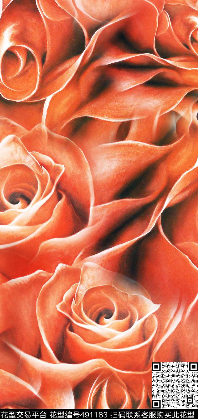 数码大元素花卉数码印花华亿平台下载（图片编号: 491183） - 瓦栏（Walan）