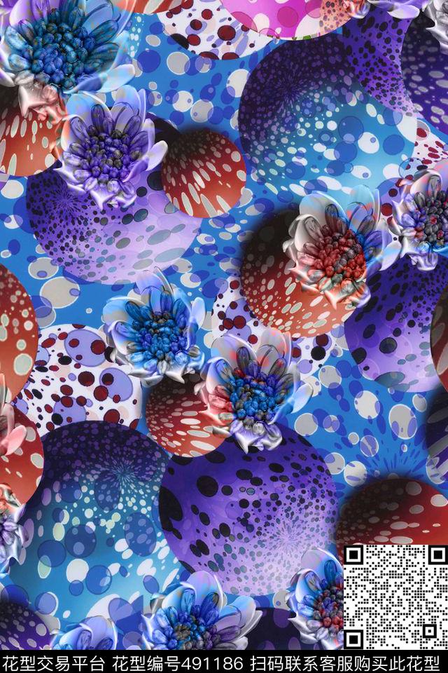 不规则几何女装光影波点数码印花华亿平台下载（图片编号: 491186） - 瓦栏（Walan）