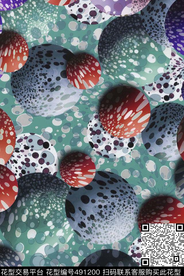 不规则几何潮流大牌几何圆数码印花华亿平台下载（图片编号: 491200） - 瓦栏（Walan）