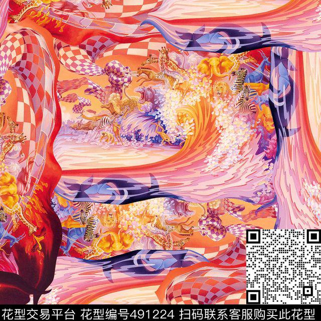 复古魔法游乐场数码印花华亿平台下载（图片编号: 491224） - 瓦栏（Walan）