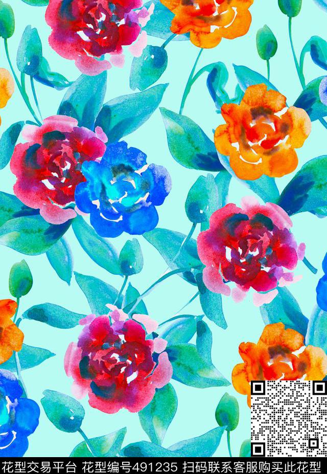 FloralFlowersClassicmodern数码印花华亿平台下载（图片编号: 491235） - 瓦栏（Walan）