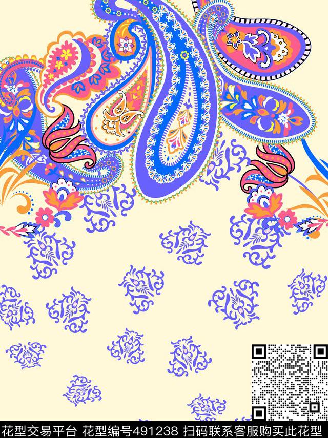 波西米亞腰果花佩斯利传统印花华亿平台下载（图片编号: 491238） - 瓦栏（Walan）