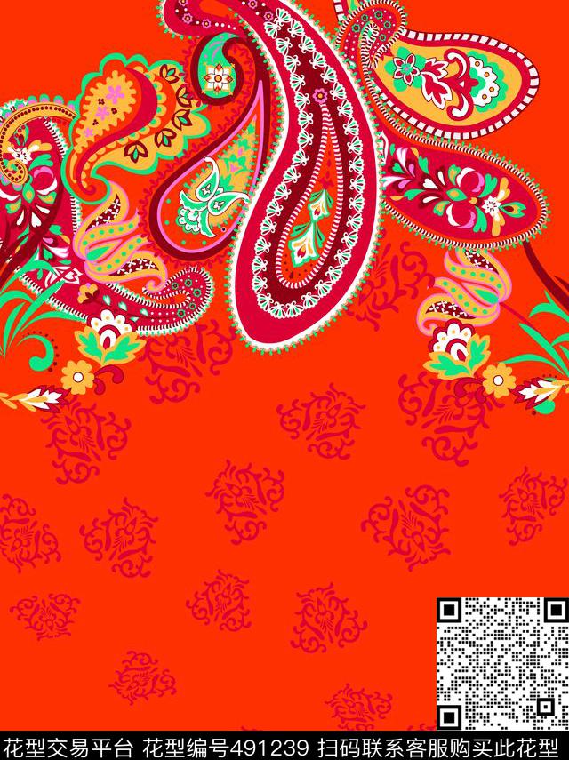 波西米亞腰果花佩斯利传统印花华亿平台下载（图片编号: 491239） - 瓦栏（Walan）