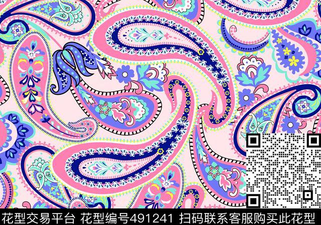 波西米亞腰果花时尚泳装同传统印花华亿平台下载（图片编号: 491241） - 瓦栏（Walan）