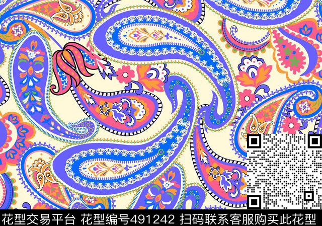 波西米亞腰果花时尚泳装同传统印花华亿平台下载（图片编号: 491242） - 瓦栏（Walan）