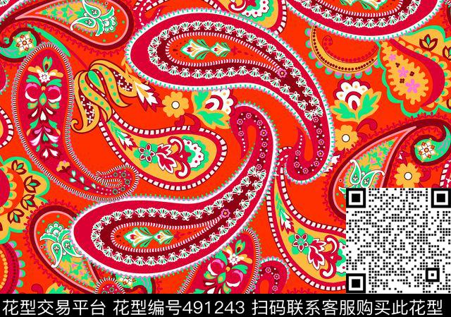 波西米亞腰果花时尚泳装同传统印花华亿平台下载（图片编号: 491243） - 瓦栏（Walan）