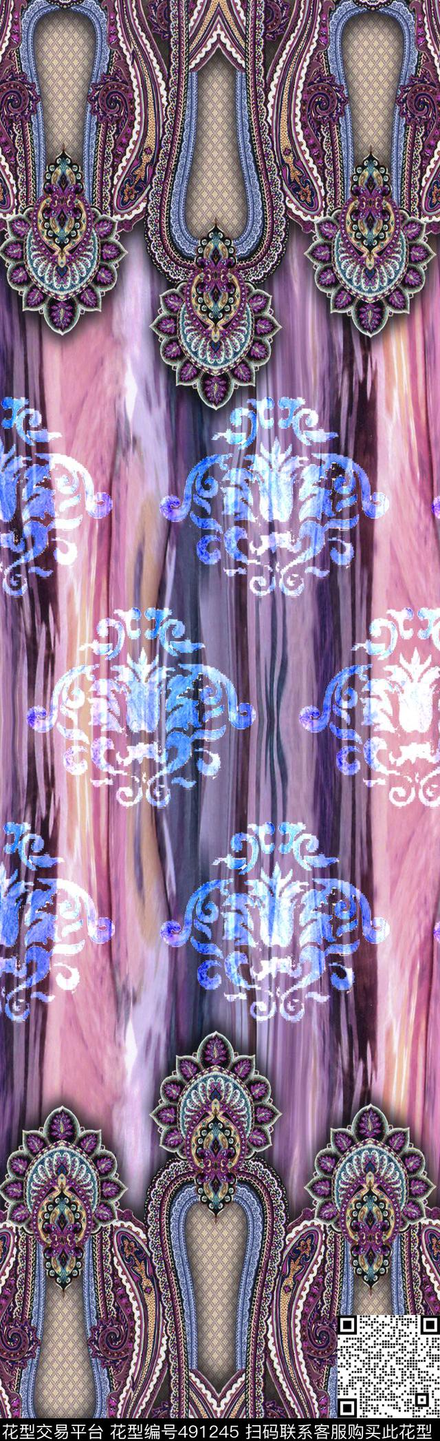 T恤衬衫欧式复古花纹数码印花华亿平台下载（图片编号: 491245） - 瓦栏（Walan）