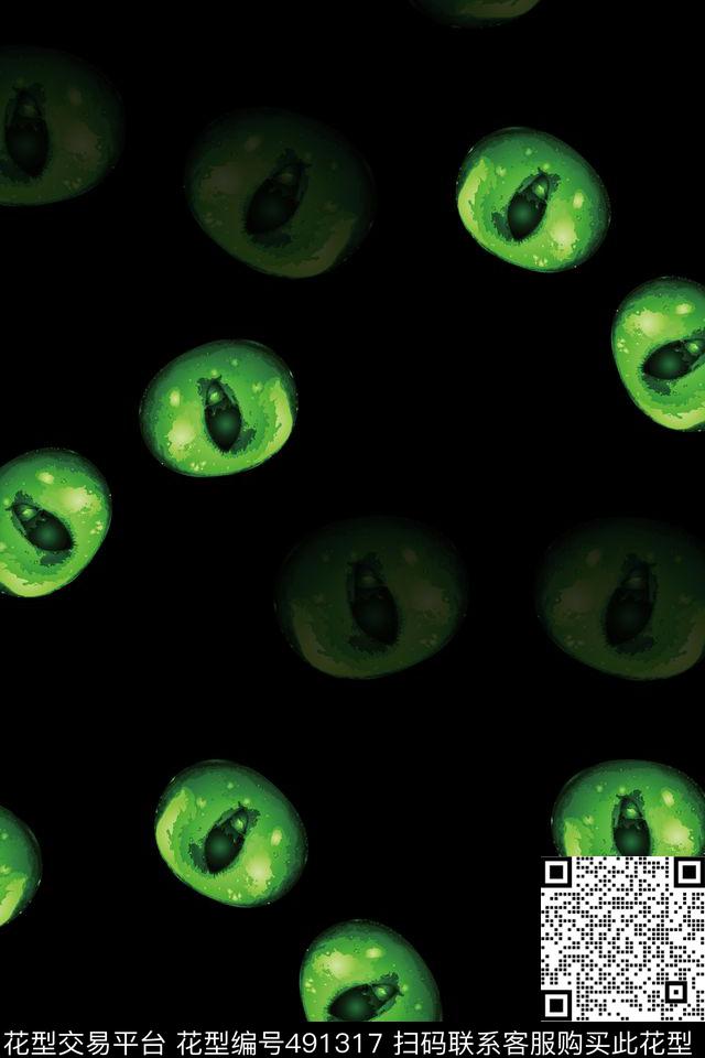 抽象动物复古数码印花华亿平台下载（图片编号: 491317） - 瓦栏（Walan）