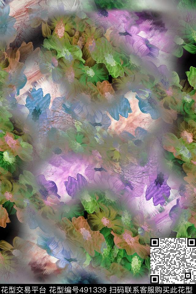 时尚大牌混搭数码印花华亿平台下载（图片编号: 491339） - 瓦栏（Walan）