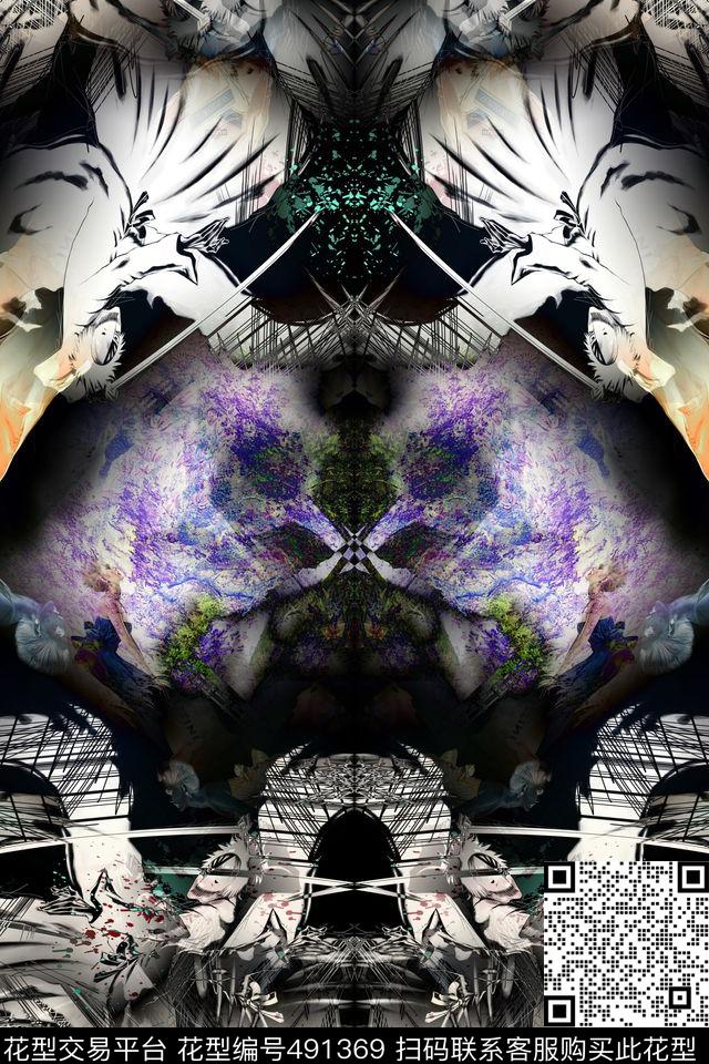 时尚大牌混搭数码印花华亿平台下载（图片编号: 491369） - 瓦栏（Walan）