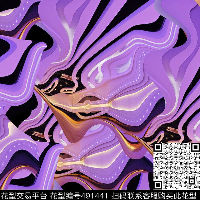 复古抽象条纹数码印花华亿平台下载（图片编号: 491441） - 瓦栏（Walan）